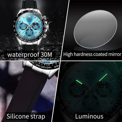 Olevs 2875 Luxury Men Watch Quartz Waterproof Luminous Sport Chronograph