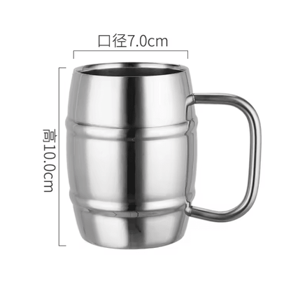 Double Wall Stainless Steel Beer Mug Insulated Coffee Cup with Handle for Camping and Outdoor Use