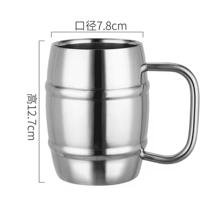 Double Wall Stainless Steel Beer Mug Insulated Coffee Cup with Handle for Camping and Outdoor Use