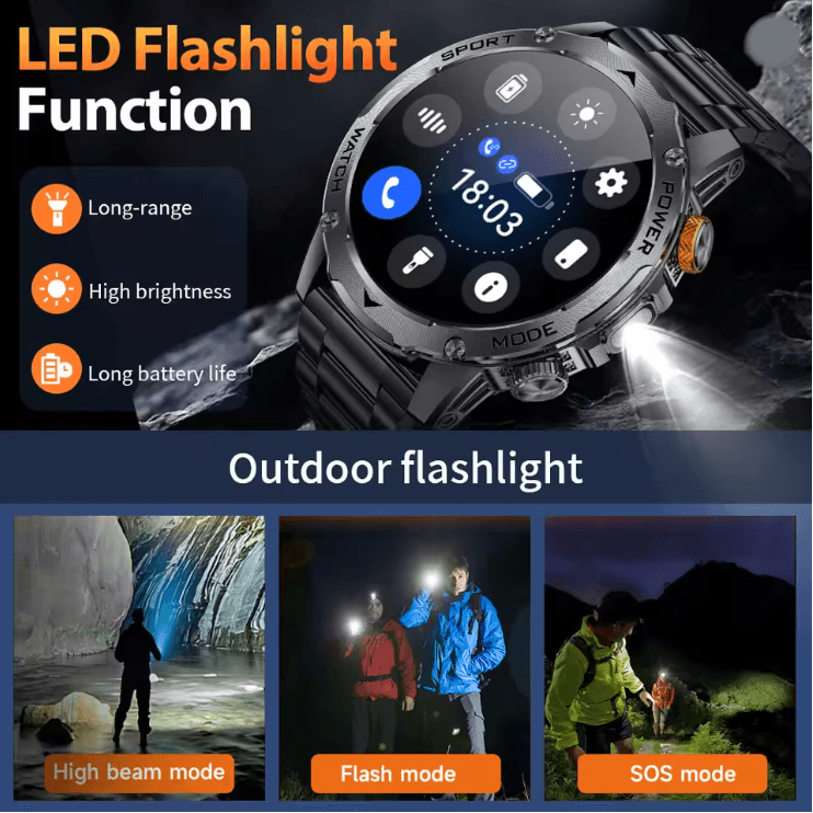 AMOLED Smart Watch for Men with Fitness Tracking Bluetooth Calling and Waterproof Design