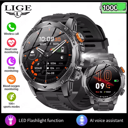 AMOLED Smart Watch for Men with Fitness Tracking Bluetooth Calling and Waterproof Design