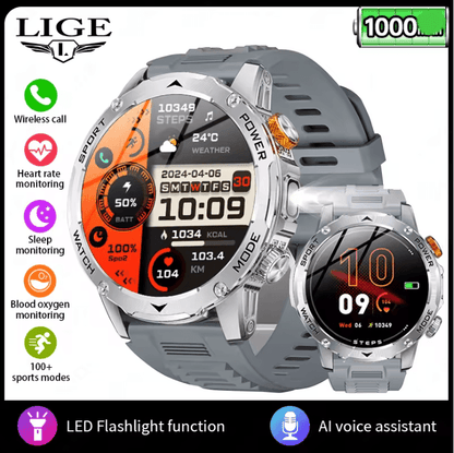 AMOLED Smart Watch for Men with Fitness Tracking Bluetooth Calling and Waterproof Design