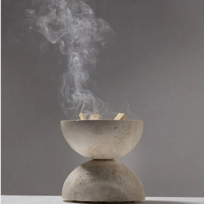 Travertine Sphere Incense Burner for Home and Meditation