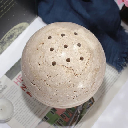 Travertine Sphere Incense Burner for Home and Meditation