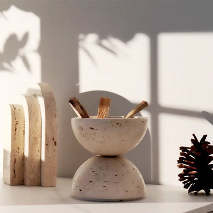 Travertine Sphere Incense Burner for Home and Meditation