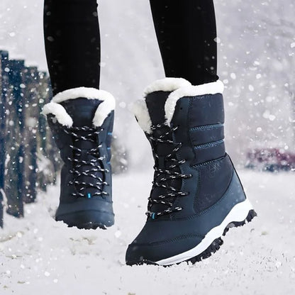 Womens Waterproof Platform Ankle Boots with Plush Lining