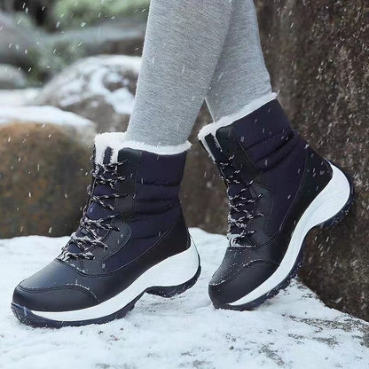 Womens Waterproof Platform Ankle Boots with Plush Lining