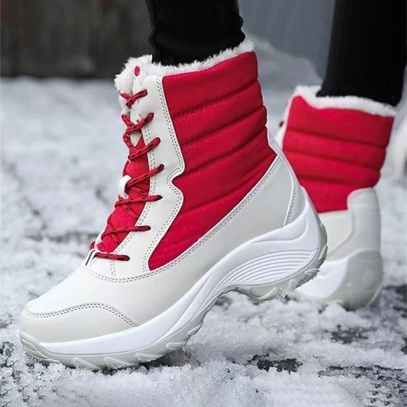 Womens Waterproof Platform Ankle Boots with Plush Lining