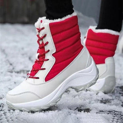 Womens Waterproof Platform Ankle Boots with Plush Lining
