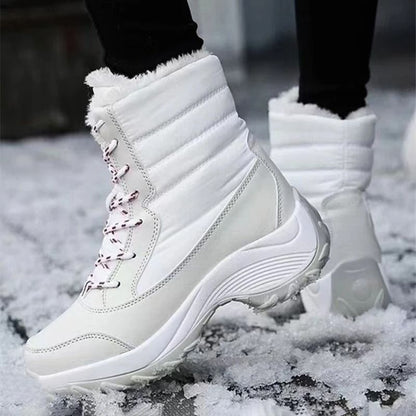 Womens Waterproof Platform Ankle Boots with Plush Lining