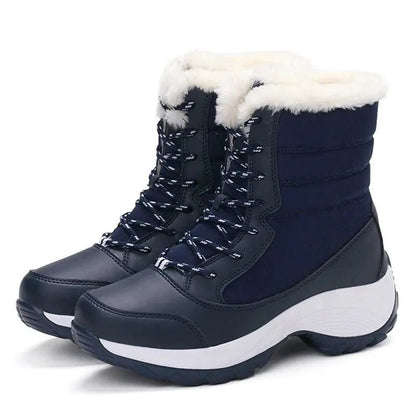Womens Waterproof Platform Ankle Boots with Plush Lining