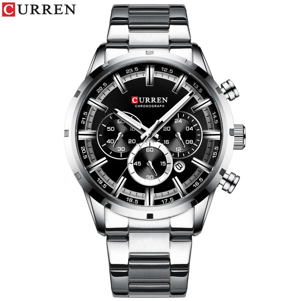 Curren Stainless Steel Chronograph Quartz Watch for Men with Water Resistant Design