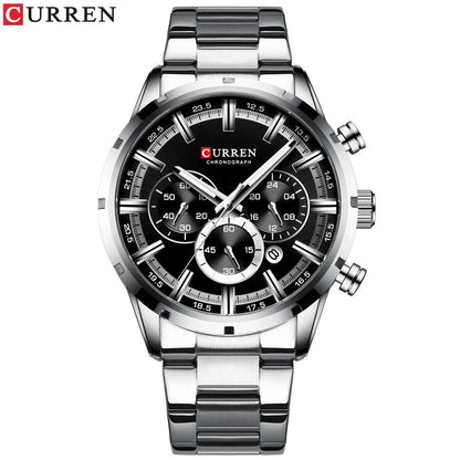 Curren Stainless Steel Chronograph Quartz Watch for Men with Water Resistant Design