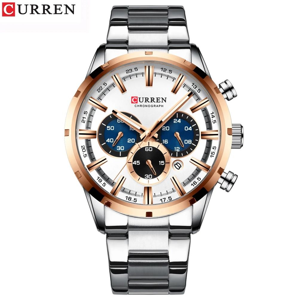 Curren Stainless Steel Chronograph Quartz Watch for Men with Water Resistant Design