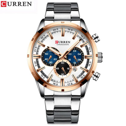 Curren Stainless Steel Chronograph Quartz Watch for Men with Water Resistant Design