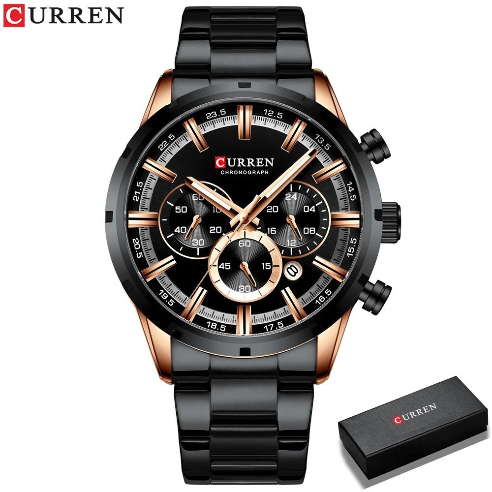Curren Stainless Steel Chronograph Quartz Watch for Men with Water Resistant Design