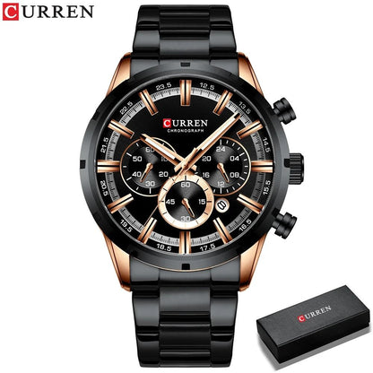 Curren Stainless Steel Chronograph Quartz Watch for Men with Water Resistant Design