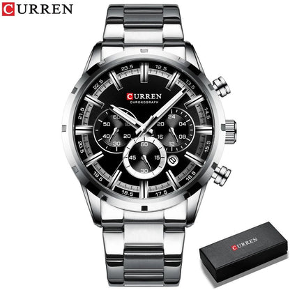 Curren Stainless Steel Chronograph Quartz Watch for Men with Water Resistant Design
