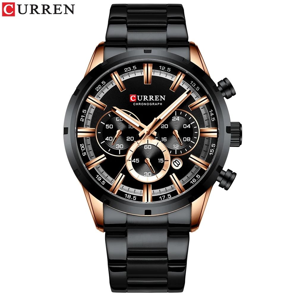 Curren Stainless Steel Chronograph Quartz Watch for Men with Water Resistant Design