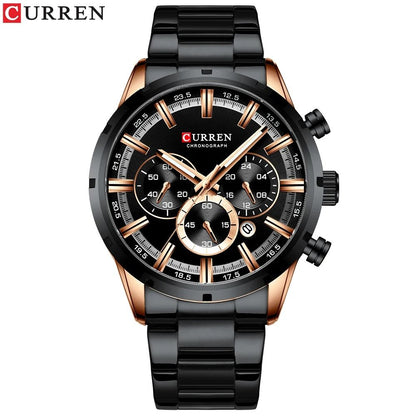 Curren Stainless Steel Chronograph Quartz Watch for Men with Water Resistant Design