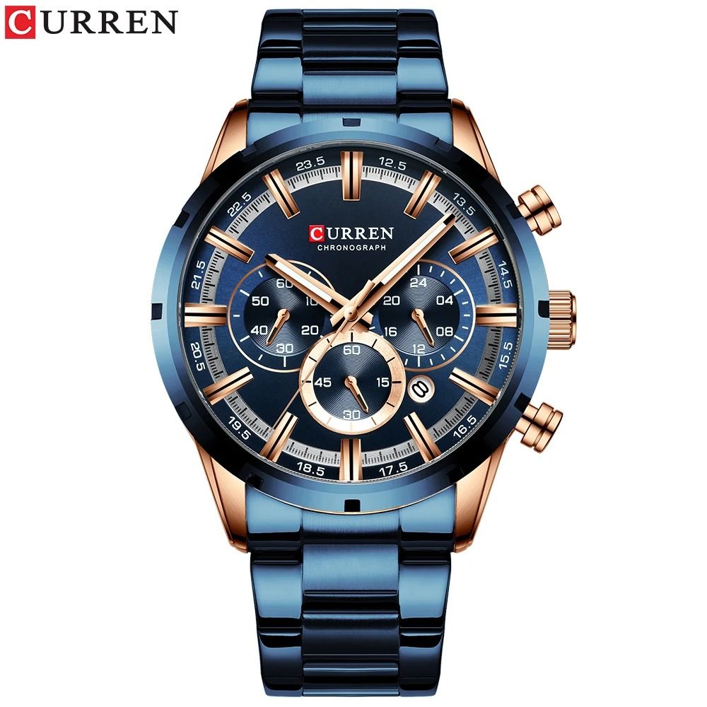 Curren Stainless Steel Chronograph Quartz Watch for Men with Water Resistant Design