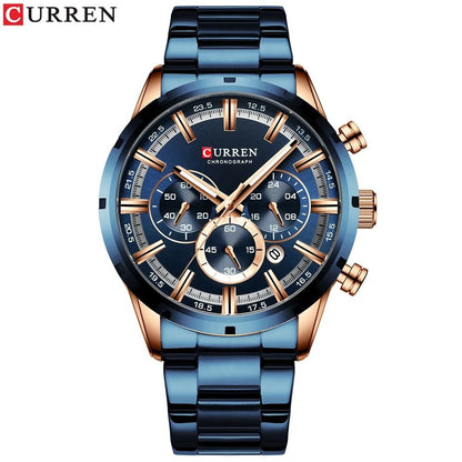 Curren Stainless Steel Chronograph Quartz Watch for Men with Water Resistant Design
