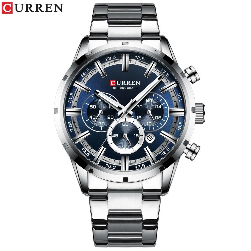 Curren Stainless Steel Chronograph Quartz Watch for Men with Water Resistant Design