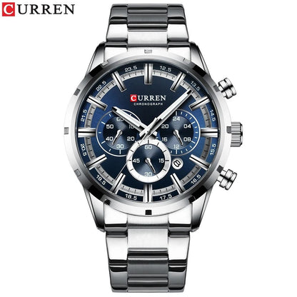 Curren Stainless Steel Chronograph Quartz Watch for Men with Water Resistant Design