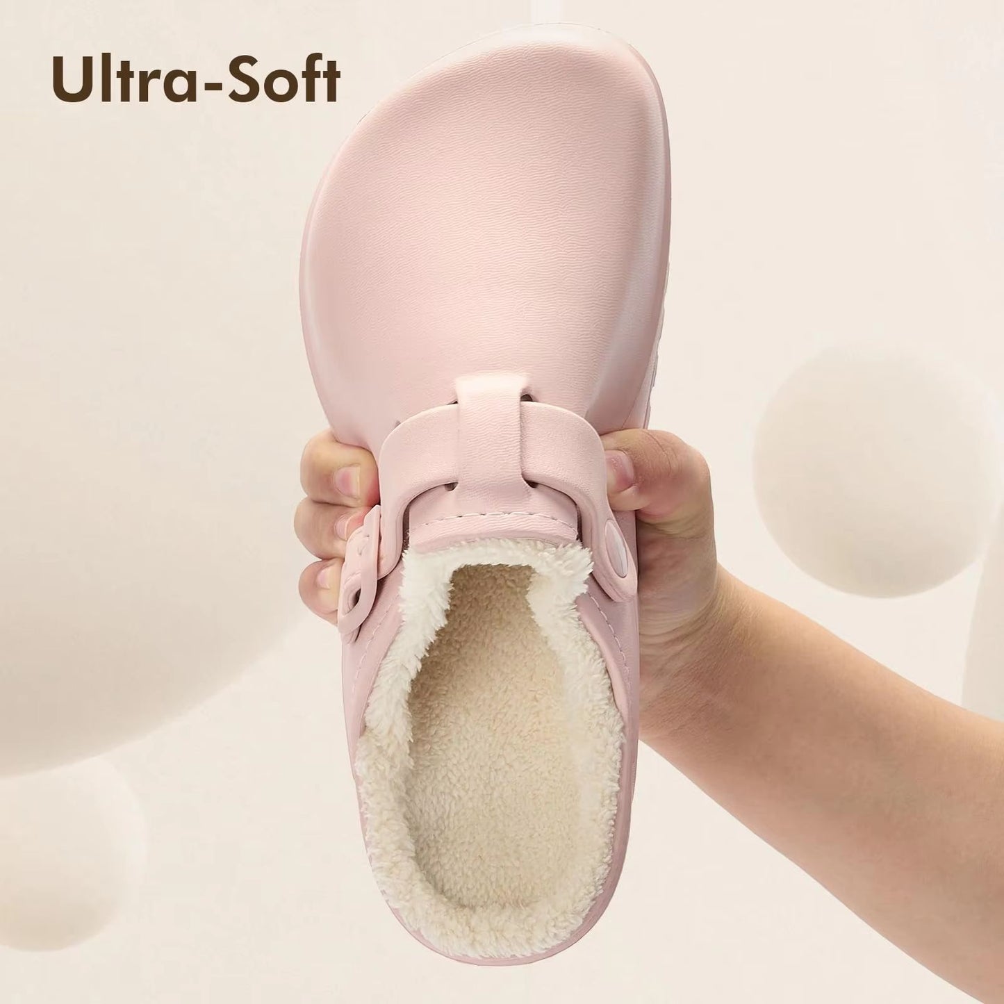 Women's Winter Fur Slippers – Waterproof, Anti-Slip Plush Lined House & Garden Shoes