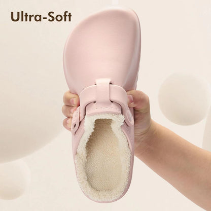 Women's Winter Fur Slippers – Waterproof, Anti-Slip Plush Lined House & Garden Shoes
