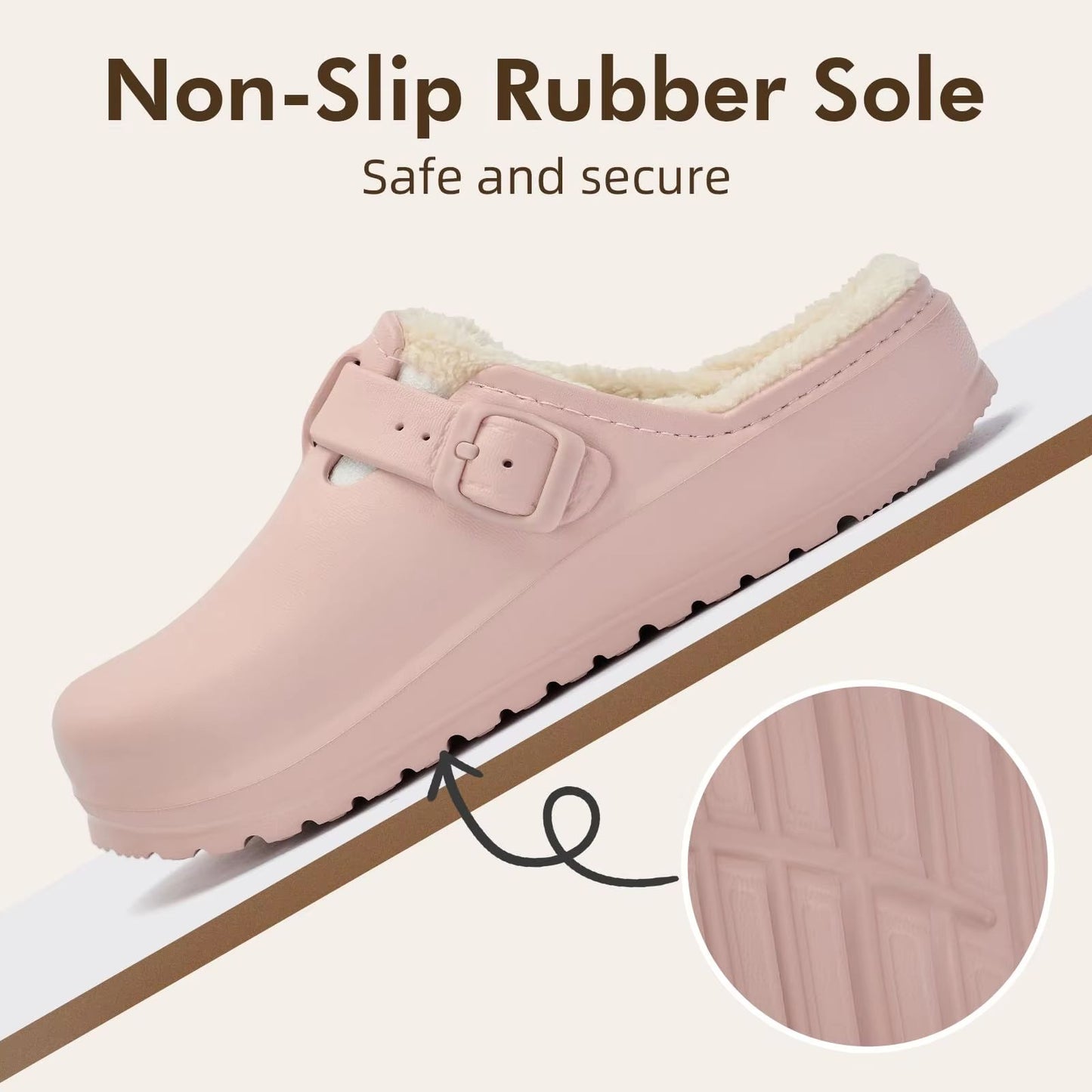 Women's Winter Fur Slippers – Waterproof, Anti-Slip Plush Lined House & Garden Shoes