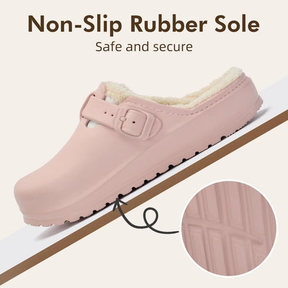 Women's Winter Fur Slippers – Waterproof, Anti-Slip Plush Lined House & Garden Shoes