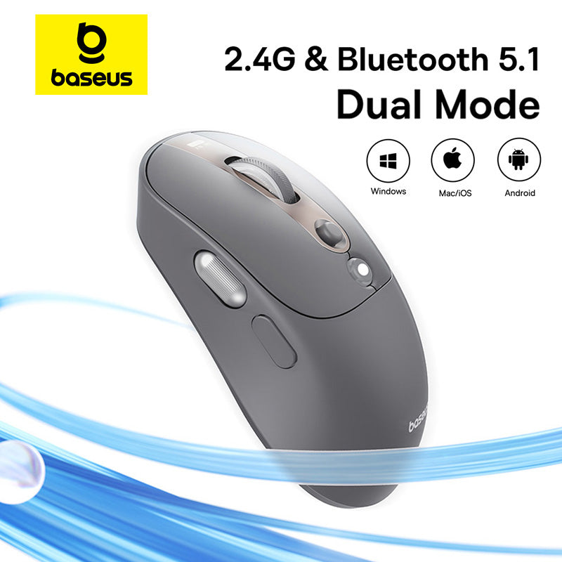 Rechargeable Ergonomic Mice Digital Display, Baseus Bluetooth Wireless Mouse, Two Scroll Wheels, Customizable Button