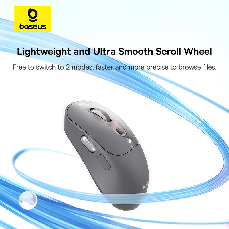 Rechargeable Ergonomic Mice Digital Display, Baseus Bluetooth Wireless Mouse, Two Scroll Wheels, Customizable Button