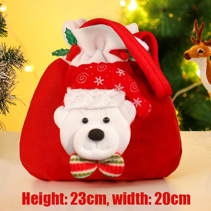 Christmas Gift Bags Drawstring Set,4Pcs Flannel Santa Sack Candy Pouches for Children's Gifts,Holiday Gift Wrapping
