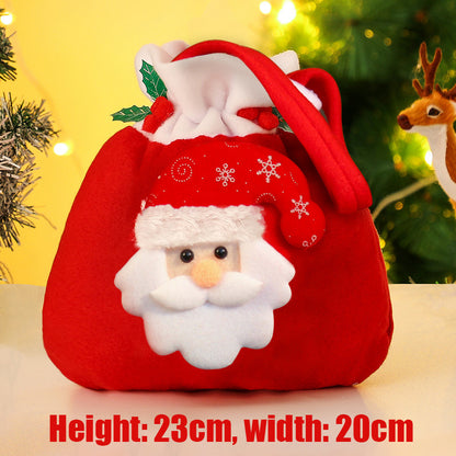 Christmas Gift Bags Drawstring Set,4Pcs Flannel Santa Sack Candy Pouches for Children's Gifts,Holiday Gift Wrapping