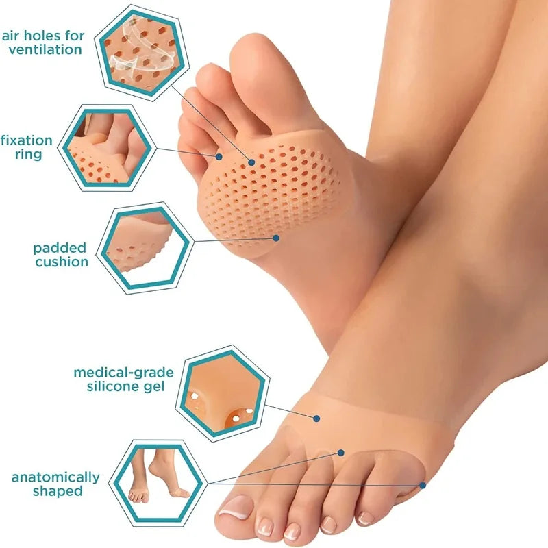Silicone Metatarsal Pads Toe Separator Pain Relief Orthotics Foot Massage Insoles Forefoot Socks Foot Care Pads