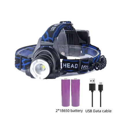 USB Rechargeable LED Headlamp – Powerful Zoomable Waterproof Head Torch for Outdoor Work & Adventure