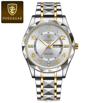 Poedagar Luxury Men Quartz Watch Waterproof Luminous Date Week