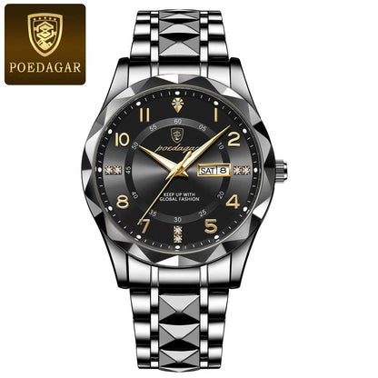 Poedagar Luxury Men Quartz Watch Waterproof Luminous Date Week