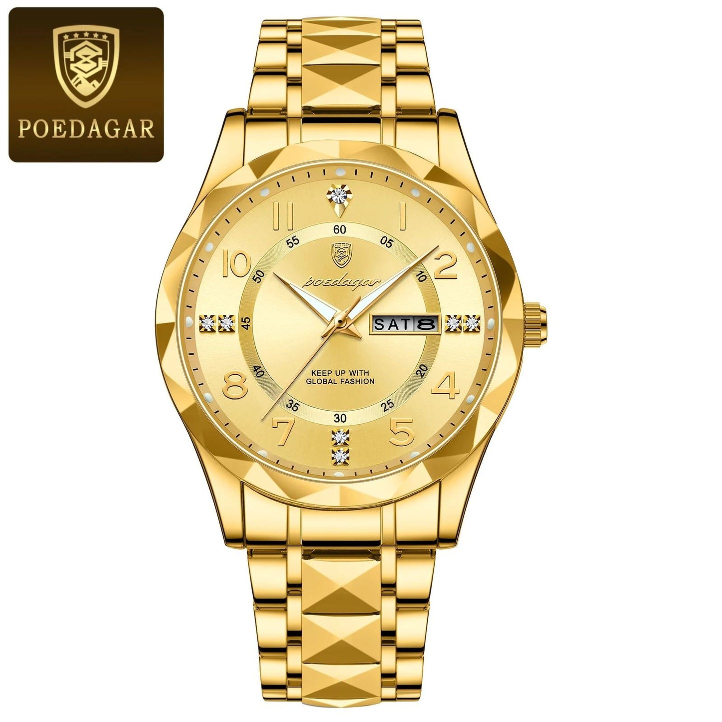 Poedagar Luxury Men Quartz Watch Waterproof Luminous Date Week