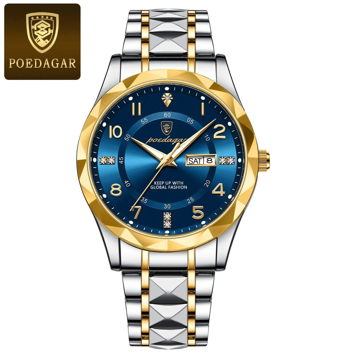 Poedagar Luxury Men Quartz Watch Waterproof Luminous Date Week