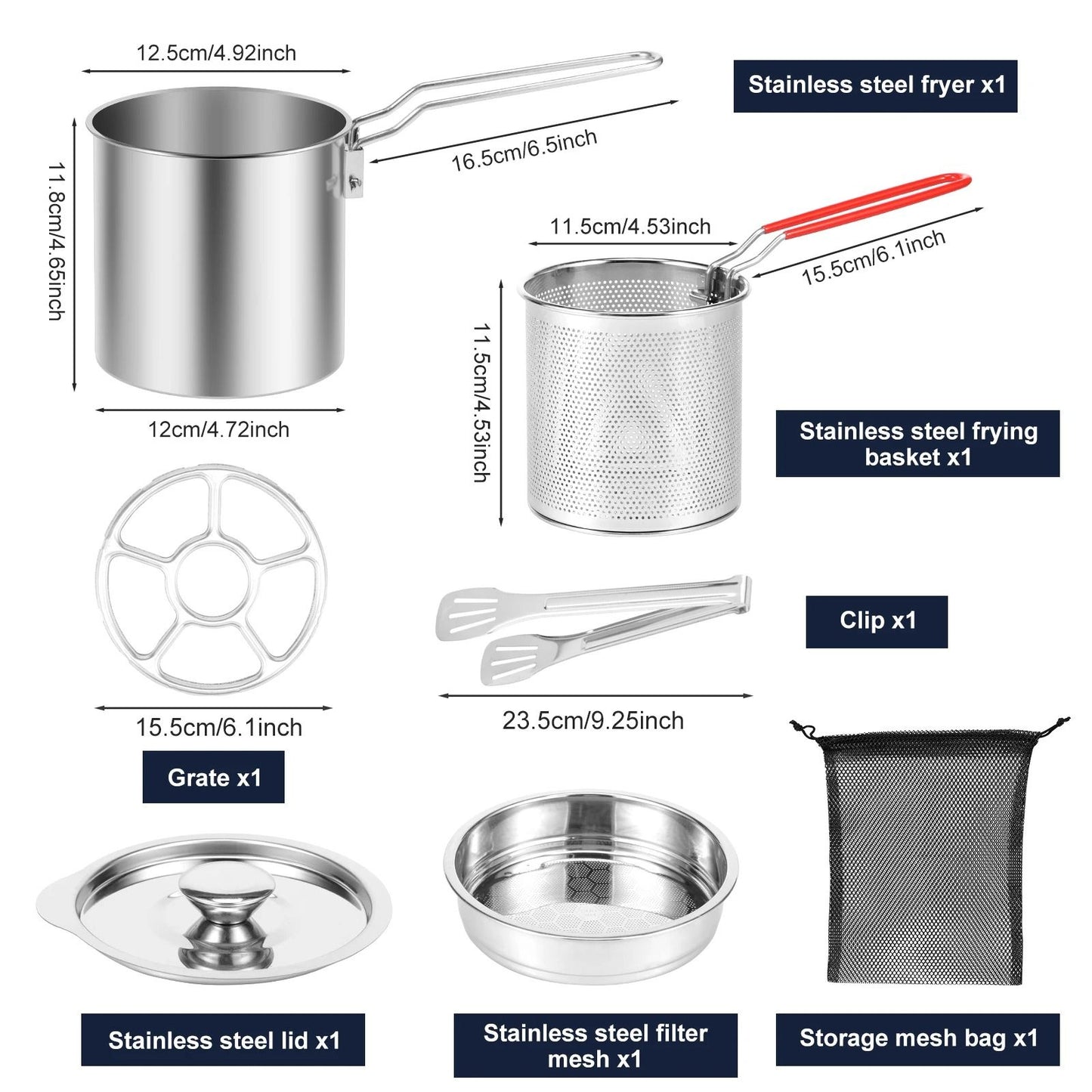 Stainless Steel Deep Frying Pot with Basket and Lid
