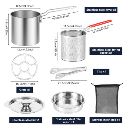 Stainless Steel Deep Frying Pot with Basket and Lid