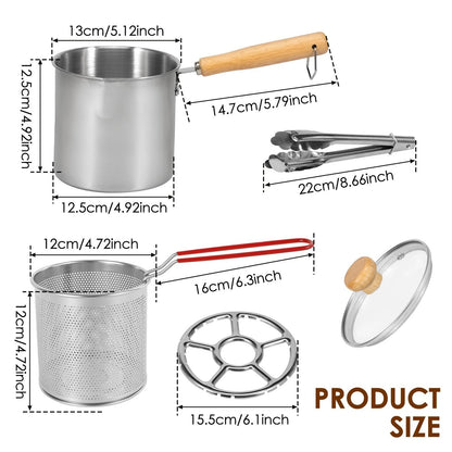 Stainless Steel Deep Frying Pot with Basket and Lid