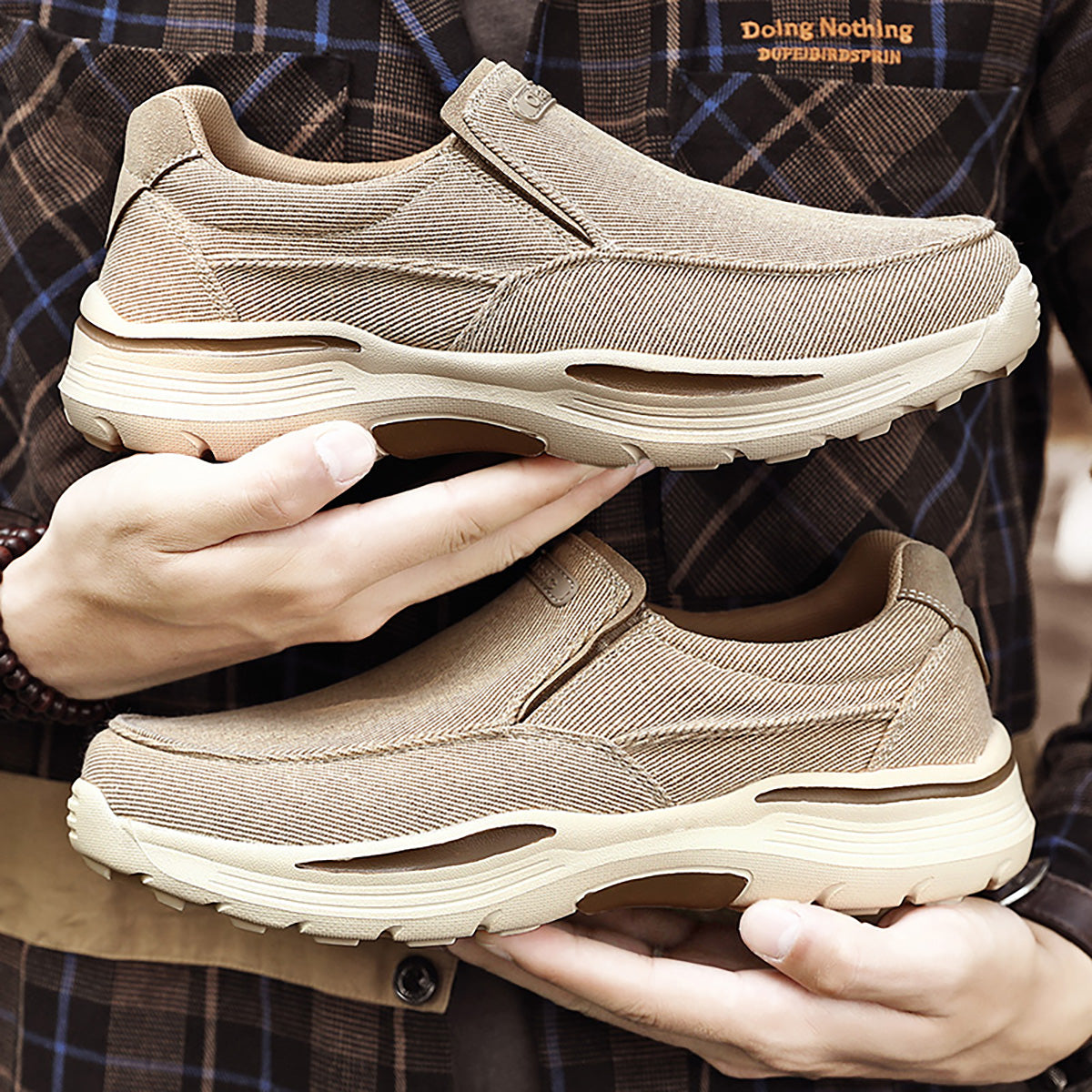 Mens Casual Shoes Canvas Breathable Loafers Comfortable Outdoor Walking Sneakers Classic Loafers for Men