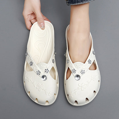 Women Jelly Slippers, Fashion Breathable Outdoor Platform Slippers, Baotou Roma Hole Shoes for Indoor House & Beach