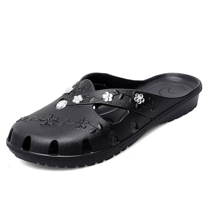 Women Jelly Slippers, Fashion Breathable Outdoor Platform Slippers, Baotou Roma Hole Shoes for Indoor House & Beach