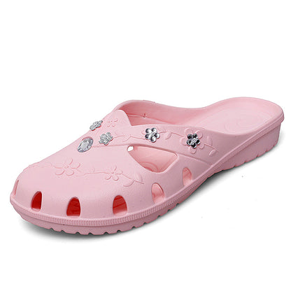 Women Jelly Slippers, Fashion Breathable Outdoor Platform Slippers, Baotou Roma Hole Shoes for Indoor House & Beach
