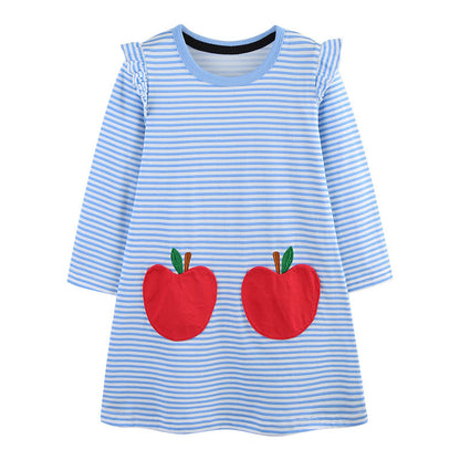 Rainbow Sweater Dress for Girls, Long Sleeve Cotton Party Dress, Jumping Meters 2025, Autumn Winter Childrens Clothing,